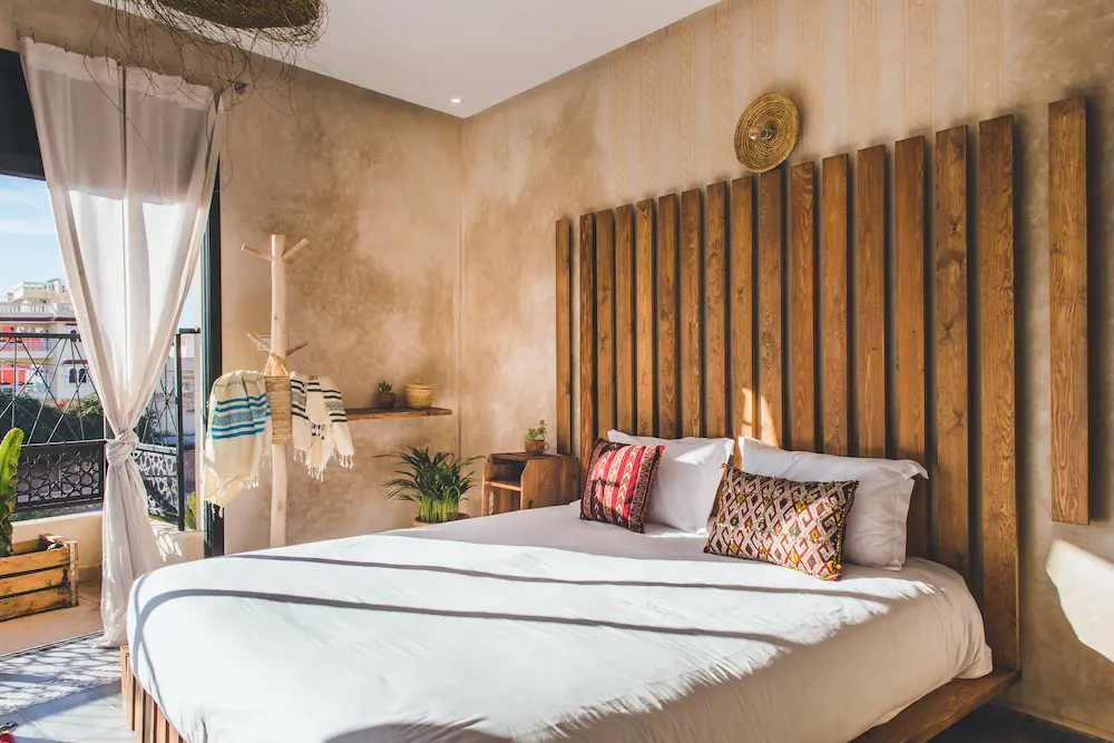 The queen bed in the triple sea-view room