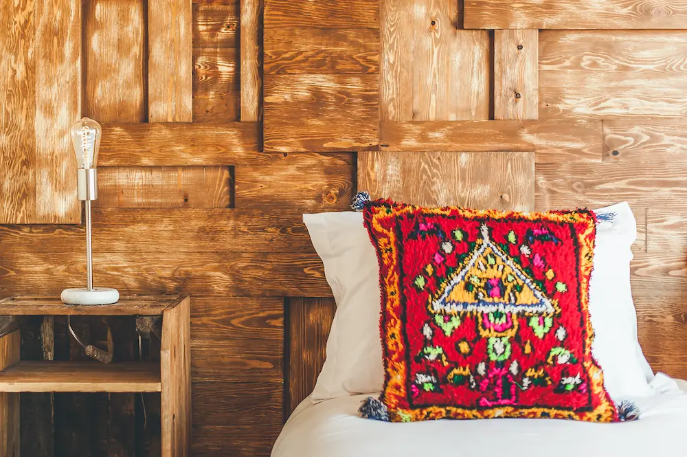 Pillows and bedding in a double ocean-view room
