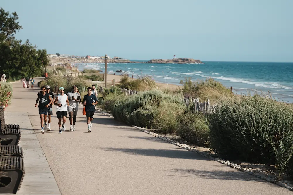 Beach Running Taghazout - Run Club Surf Camp Morocco at The Yogi Surfer in Taghazout Bay, Morocco.