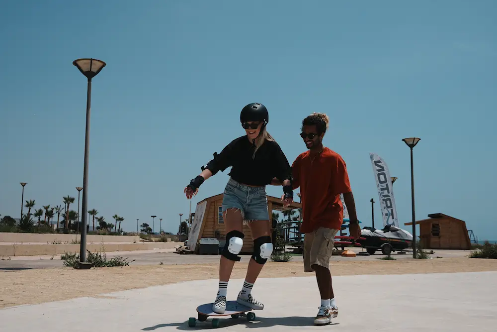 Happy Skateboarding - Surfskate Camp Tamraght at The Yogi Surfer in Taghazout Bay, Morocco.